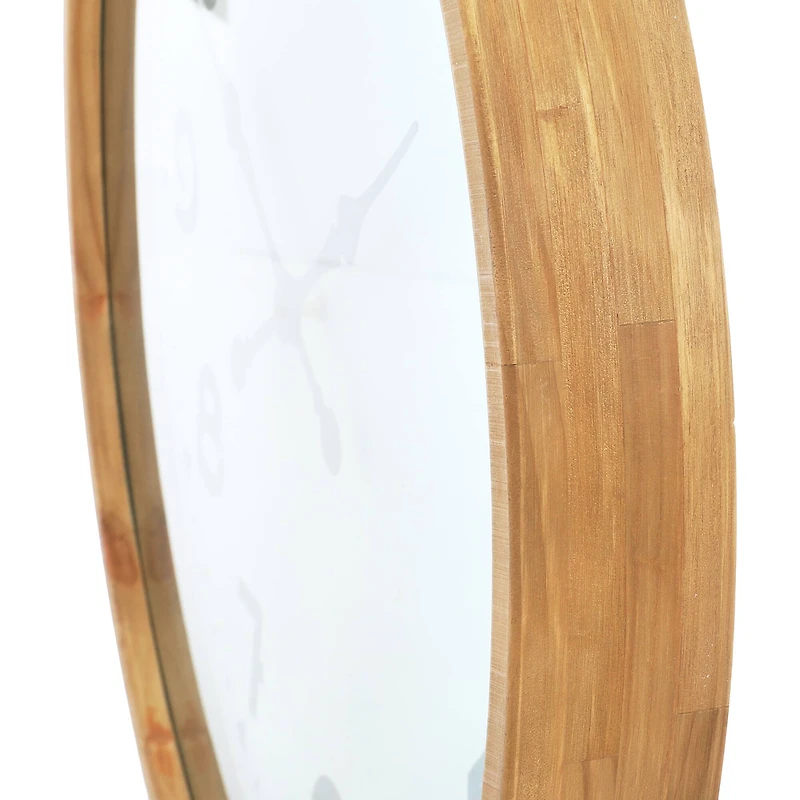 Hello Honey® 29" Round Natural Wood and Metal Wall Clock