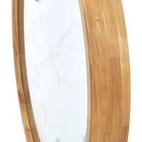 Hello Honey® 29" Round Natural Wood and Metal Wall Clock