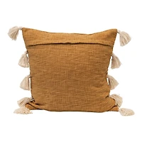 Hello Honey® Mustard & White Applique Stripe Cotton Woven Pillow