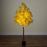 5ft. Pre-Lit Yellow Autumn Maple Artificial Fall Tree with 250 Warm White LED Lights