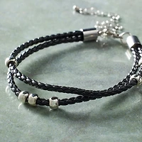 Black Faux Leather Bracelet by Bead Landing™