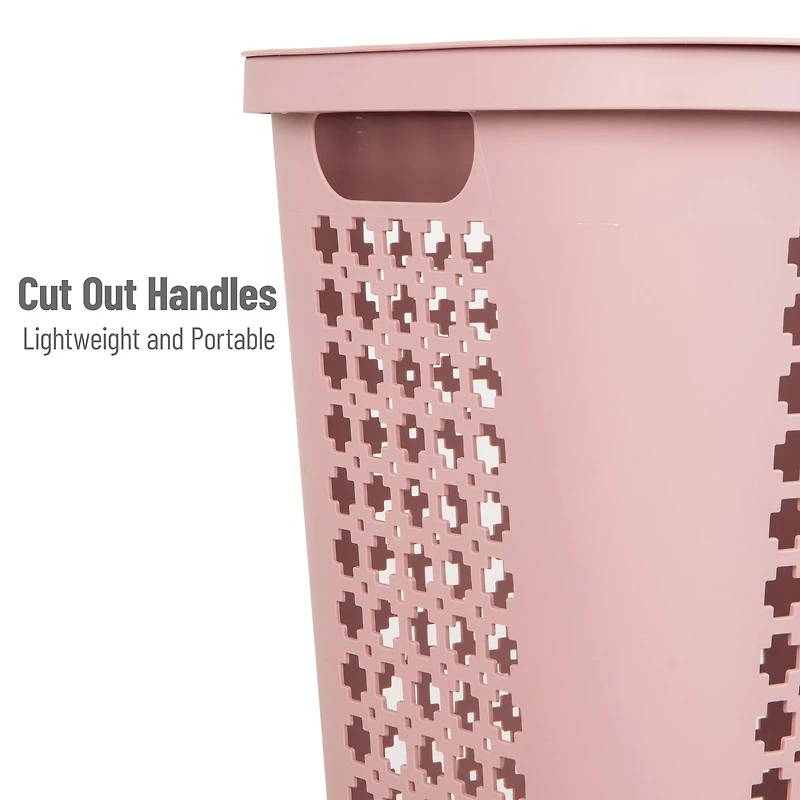 Mind Reader 50L Tapered Laundry Hamper with Swiss Cross Cut-Outs