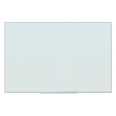 U Brands White 36" x 24" Frosted Frameless Ghost Grid Glass Dry Erase Board