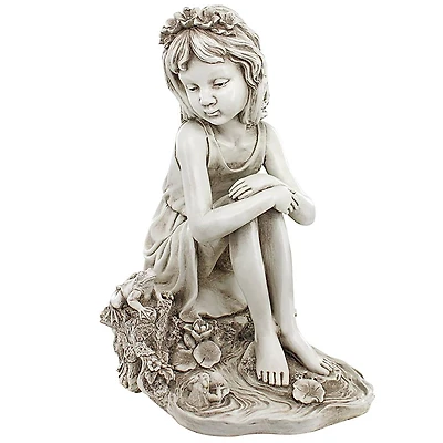 Design Toscano 17" Pausing by the Pond Little Girl Garden Statue