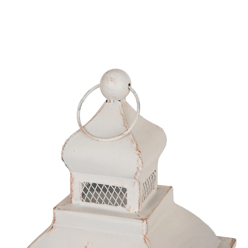 Glitzhome® White Farmhouse Wood & Metal Lantern Set