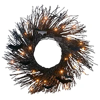 22" Black LED Halloween Bats Twig Wreath