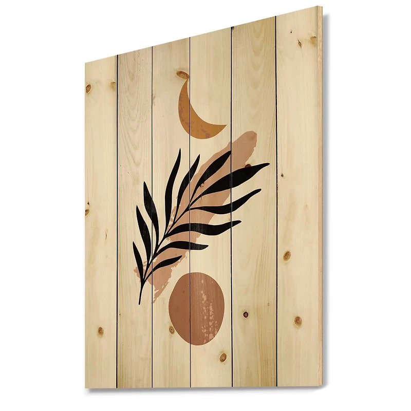 Designart - Abstact Minimal Sun, Moon & Tropical Palm Leaf I