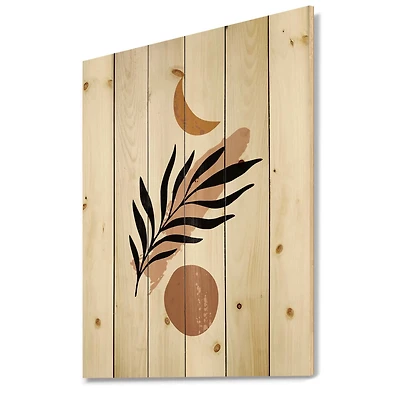 Designart - Abstact Minimal Sun, Moon & Tropical Palm Leaf I