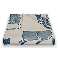 Blue Cat Pattern 50" x 60" Coral Fleece Blanket