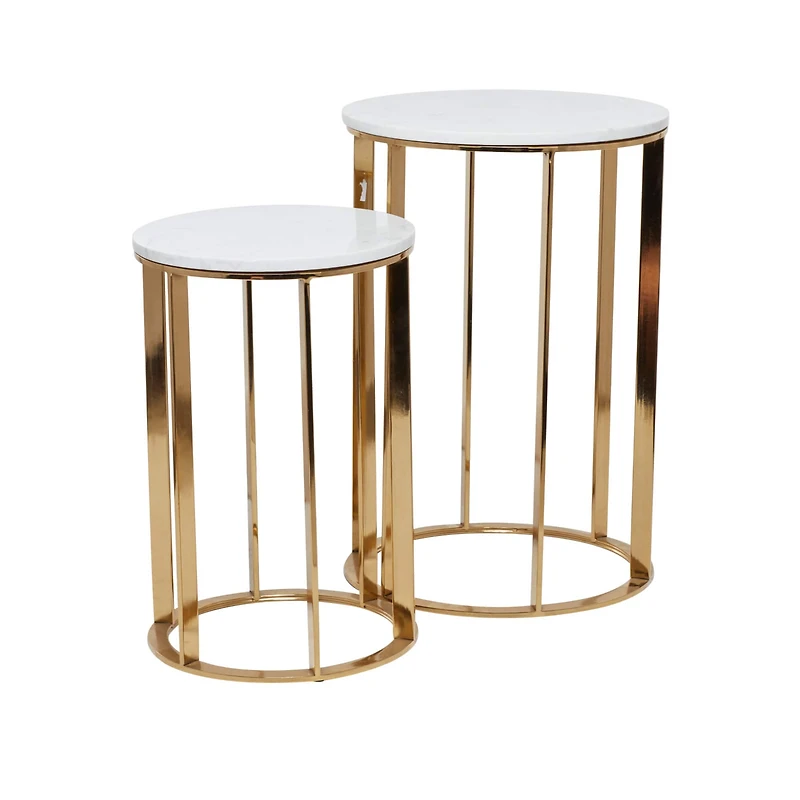 16" Gold Iron Contemporary Accent Table Set