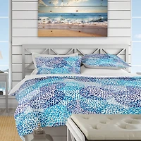 Designart 'Sea Motif Pattern' Nautical & Coastal Bedding Set