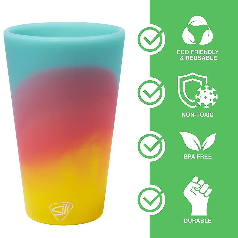 Silipint® 16oz. Aurora & Aqua Silicone Pint Glasses, 2ct.