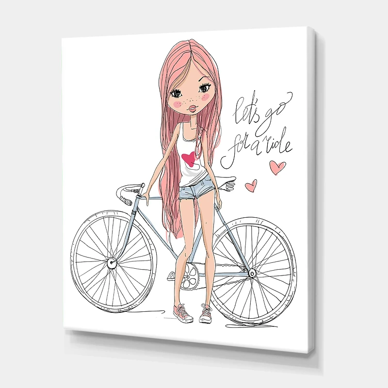 Designart - Young Girl With Bicycle