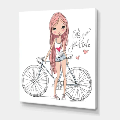 Designart - Young Girl With Bicycle