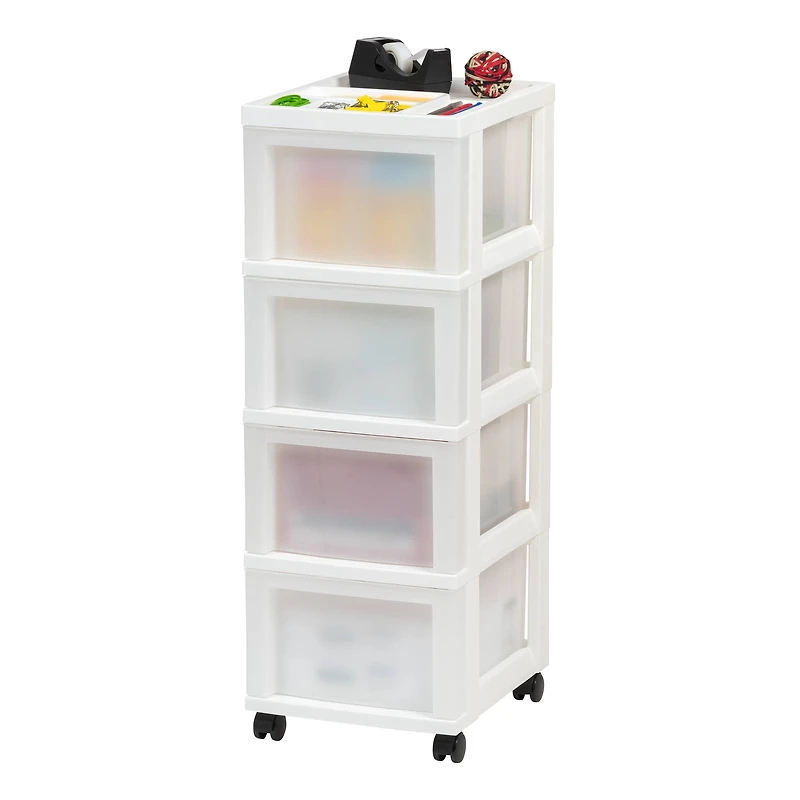 IRIS 4-Drawer Medium Cart With Organizer Top