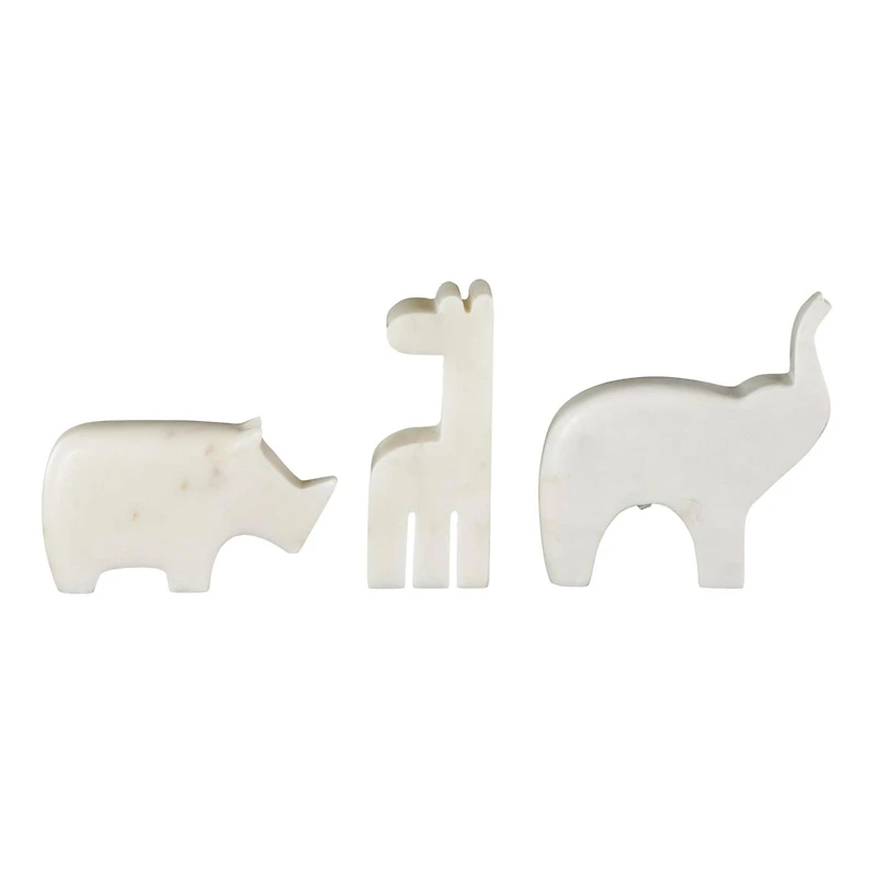 Cream Marble Safari Animals Abstract Sculptures, 3ct.