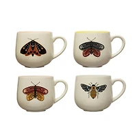 Hello Honey® 12oz. Stoneware Mugs with Painted Winged Insects Set