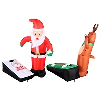 Airflowz Inflatable Santa & Reindeer Playing Cornhole