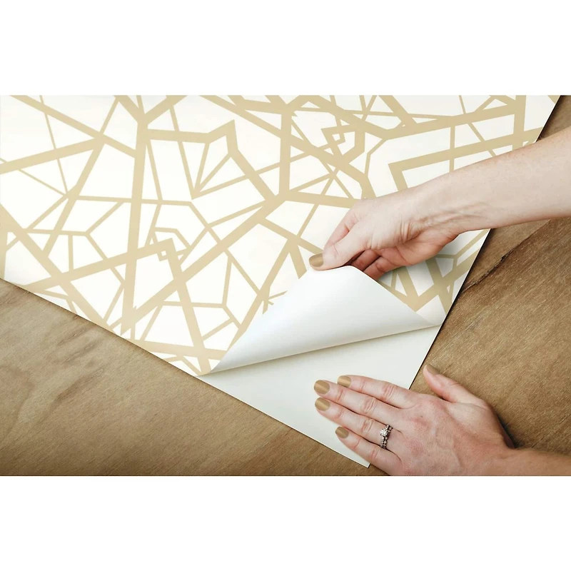RoomMates White & Gold Shatter Geometric Peel & Stick Wallpaper