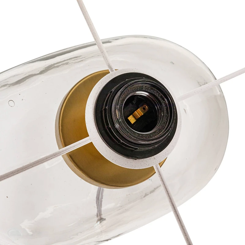 Hello Honey® 14" Modern Table Lamp with Glass Base & Mustard Yellow Velvet Shade