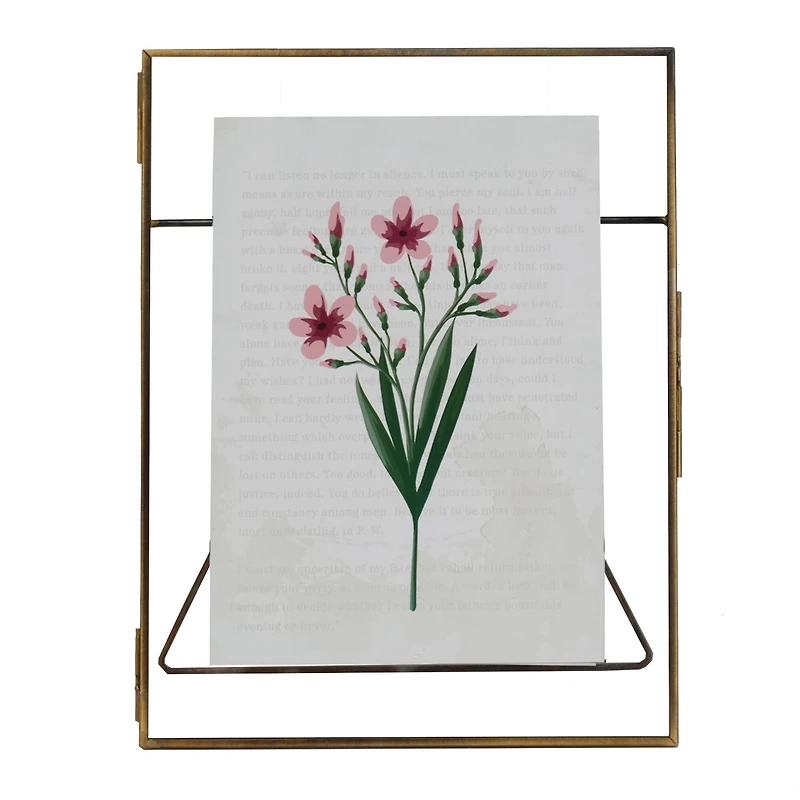 Just Jane 7" x 9" Brass Float Frame with Easel by Studio Décor®