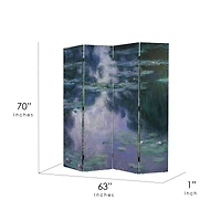 American Art Decor™ 6ft. Double-Sided 4-Panel Monet Water Lilies and Japanese Footbridge Canvas Privacy Screen