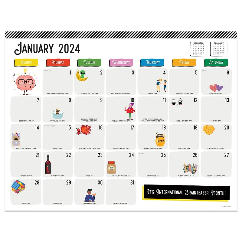 TF Publishing 2024 Every Day's A Holiday Desk Pad Monthly Blotter Calendar