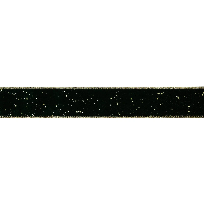 1.5" x 15ft. Green & Gold Wired Velvet Ribbon by Celebrate It®