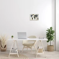 Stupell Industries Gold & Blue World Map Design Wall Art in White Frame