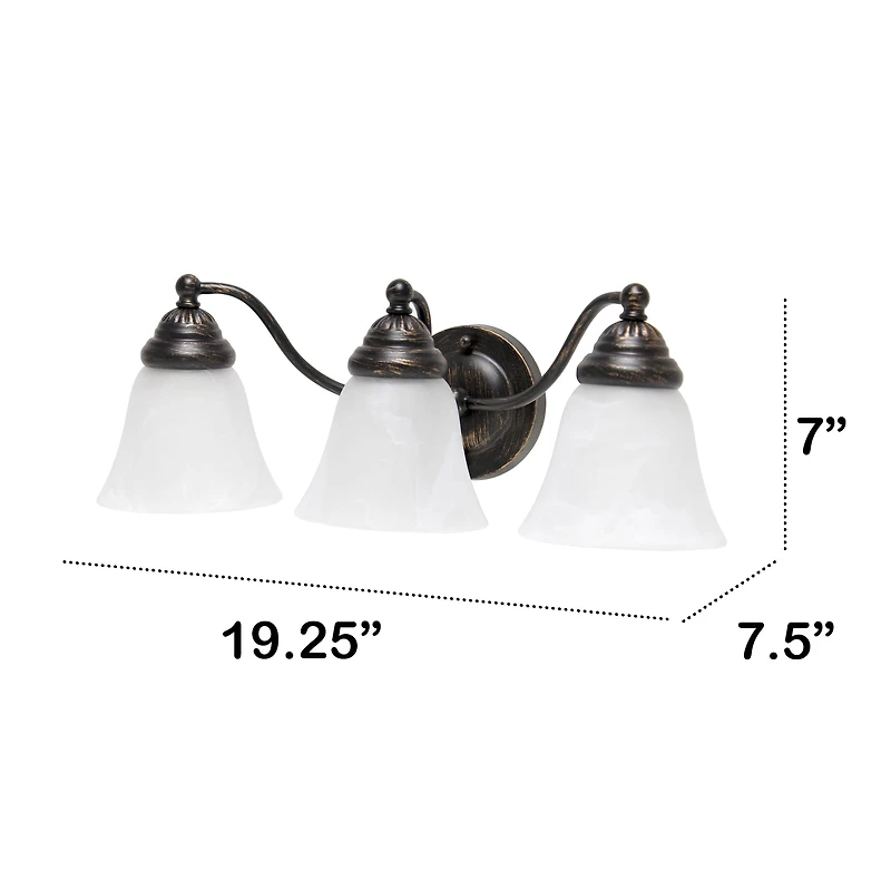 Lalia Home Essentix Oil Rubbed Bronze 3 Light Alabaster Vanity