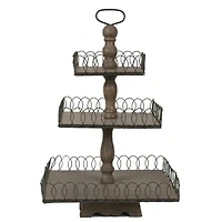 Hello Honey® 27" Gray Wood 3-Tier Tray