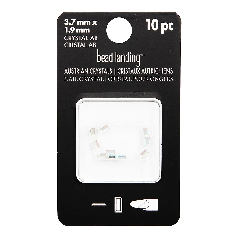 3.7mm Crystal AB Baguette Glue-On Austrian Crystals by Bead Landing™, 10ct.