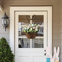 Glitzhome® 18" Easter Egg & Flower Bunny-Shaped Basket Centerpiece
