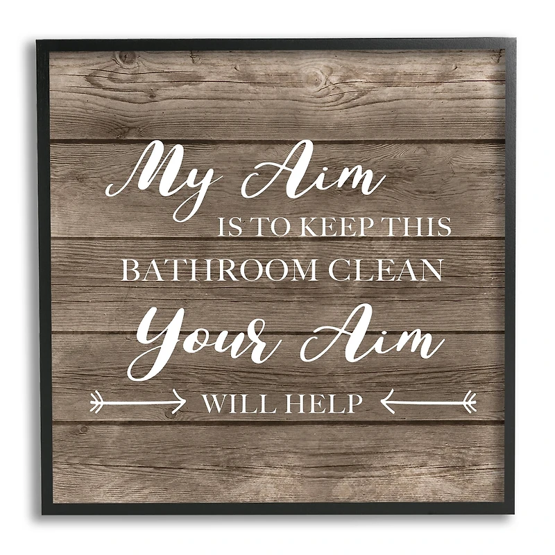Stupell Industries Your Aim Toilet Cleanliness Funny Framed Giclee Art