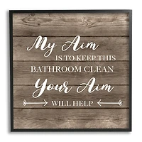 Stupell Industries Your Aim Toilet Cleanliness Funny Framed Giclee Art