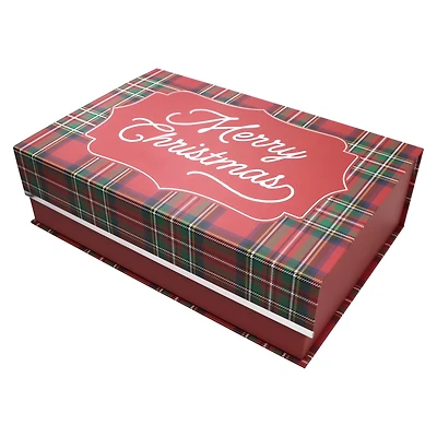 Medium Plaid Merry Christmas Decorative Box by Ashland®