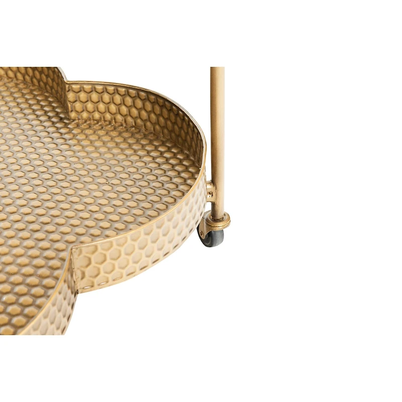 Hello Honey® 28.5" 2-Tier Clover Shaped Metal Bar Cart on Caster Wheels