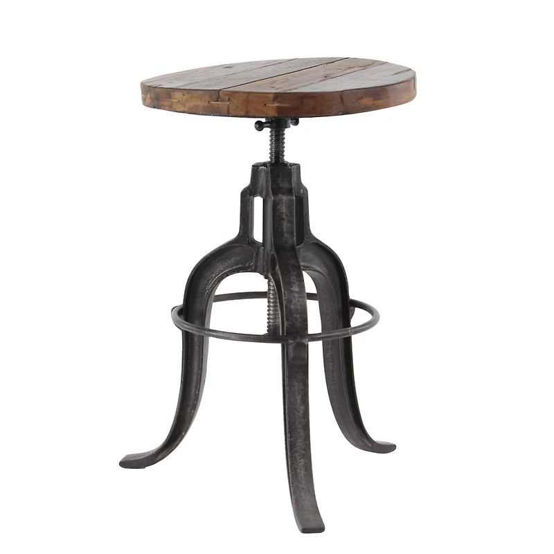 29" Brown Iron & Wood Industrial Stool