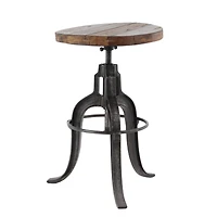 29" Brown Iron & Wood Industrial Stool