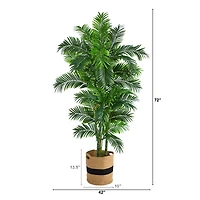 6ft. Curvy Parlor Artificial Palm Tree in Handmade Natural Cotton Planter