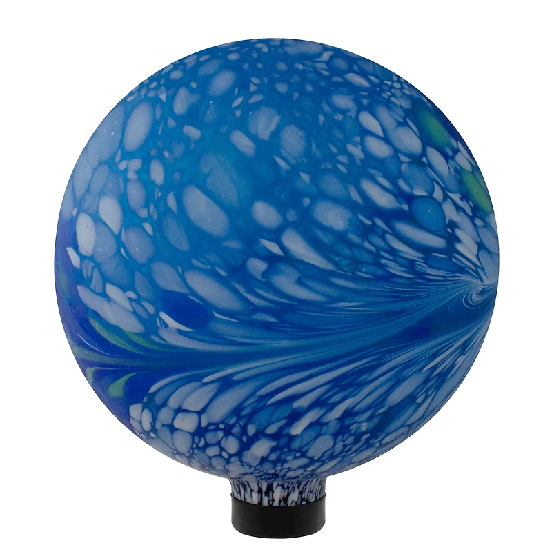 10" Blue White and Green Swirl Designed Glass Garden Gazing Ball