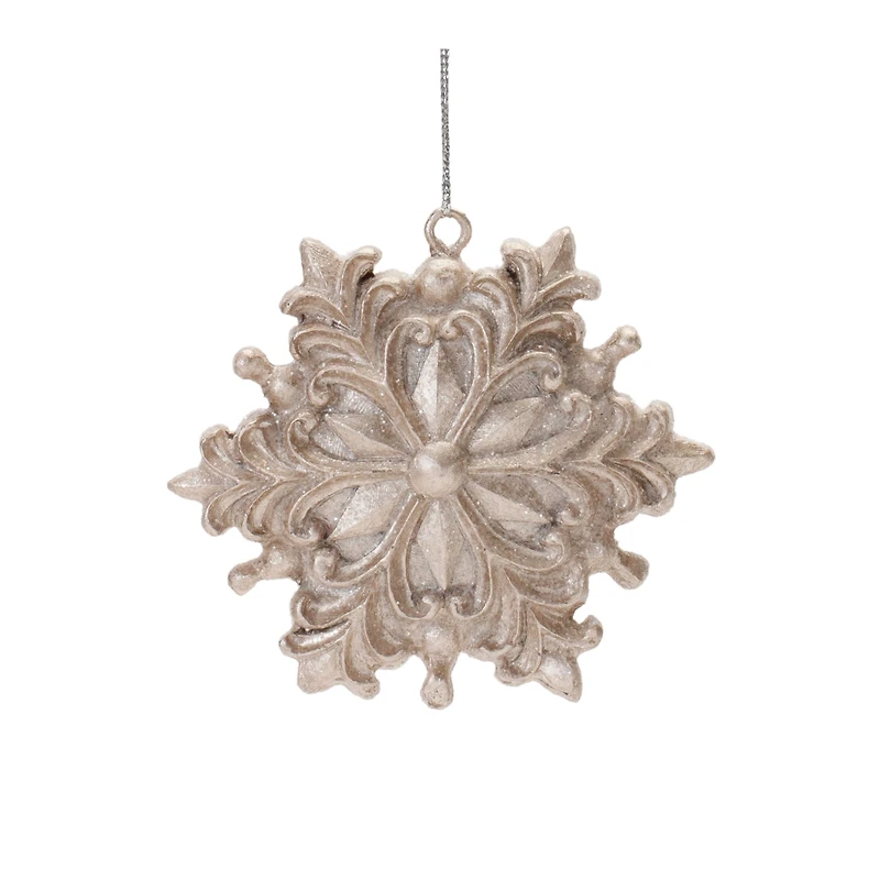 Ornate Champagne Snowflake Ornaments Set