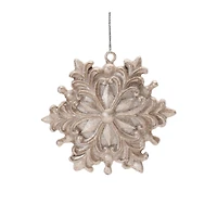 Ornate Champagne Snowflake Ornaments Set