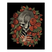Skeleton Profile in Roses Canvas Wall Art