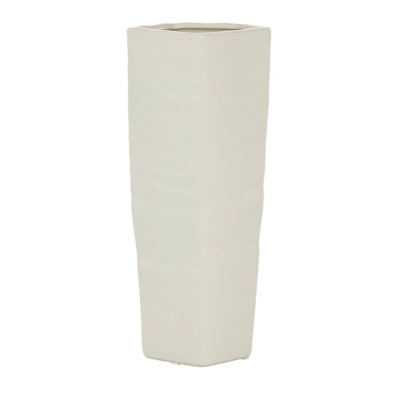 White Ceramic Contemporary Vase, 13" x 5" x 5"