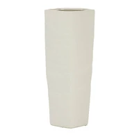 White Ceramic Contemporary Vase, 13" x 5" x 5"