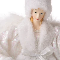 Glitzhome® 16" White Faux Fur Christmas Angel Tree Topper