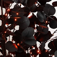 7ft. Pre-Lit Artificial Halloween Black Eucalyptus Tree with 420 Orange & Purple LED Lights