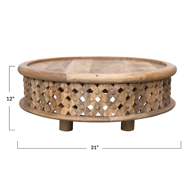 Hello Honey® Hand-Carved Mango Wood Coffee Table