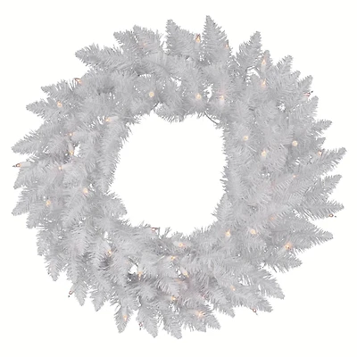 60" Sparkle White Spruce Wreath, Warm White LED Lights